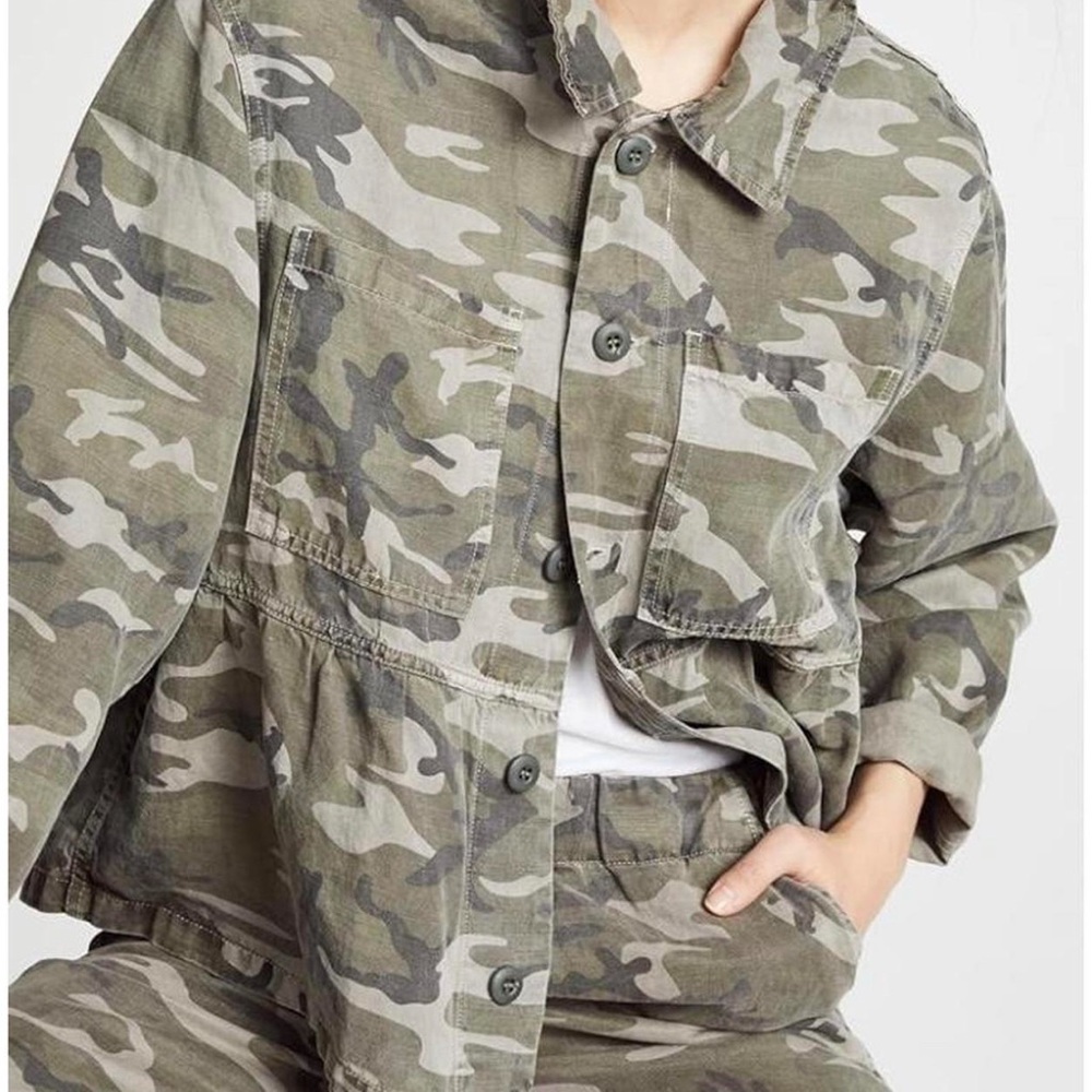 AMO Camo Ruffled Denim Jacket